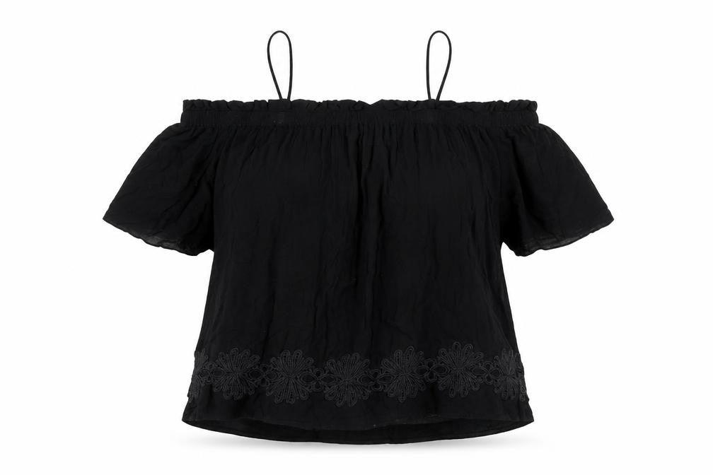 Womens UK Size 16 River Island Black Off the Shoulder Blouse