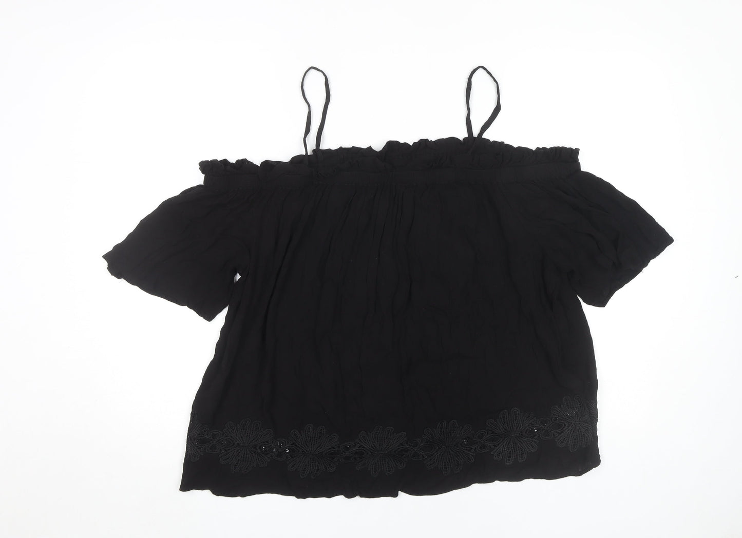 Womens UK Size 16 River Island Black Off the Shoulder Blouse