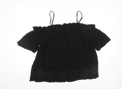Womens UK Size 16 River Island Black Off the Shoulder Blouse