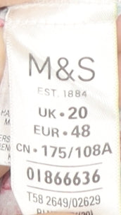 Womens UK Size 20 Marks and Spencer Multicoloured Basic Button-Up