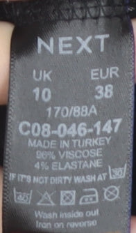 Next Women's Black Floral Short Jersey Dress Size 10