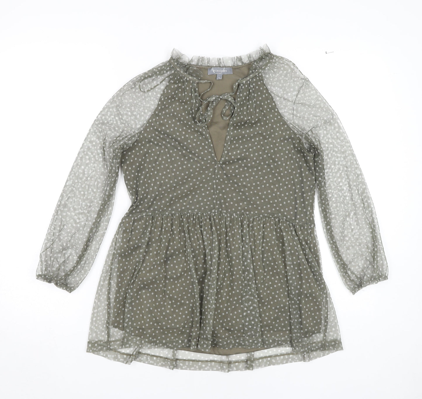 Womens UK Size 8 Principles Green Tunic Blouse