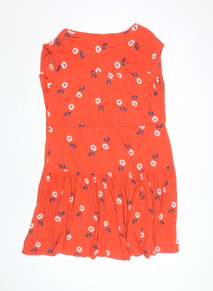 Next Women's Orange Floral Fit & Flare Dress Size 14