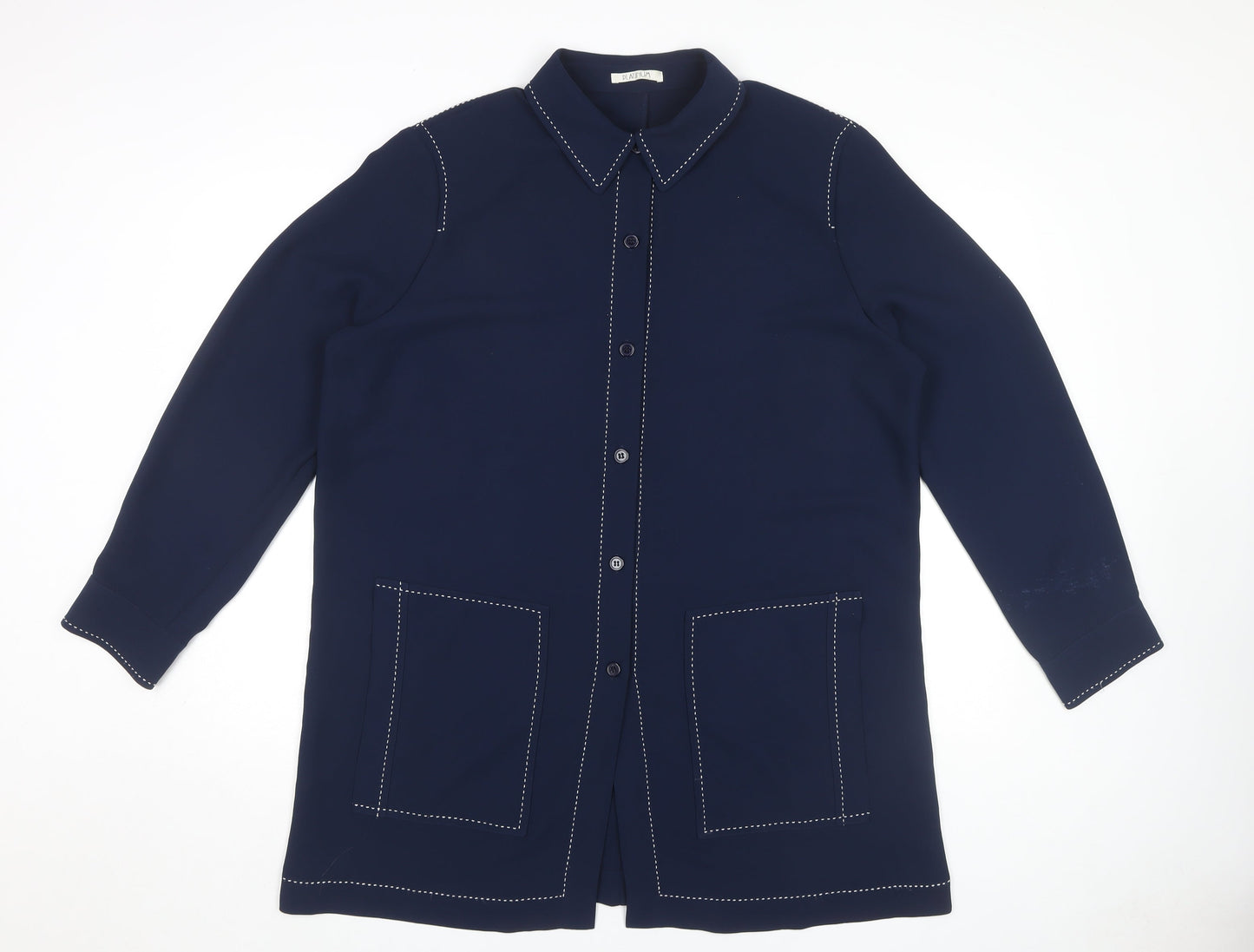 PLATINUM Women's Blue Button-Up Shirt Size 18