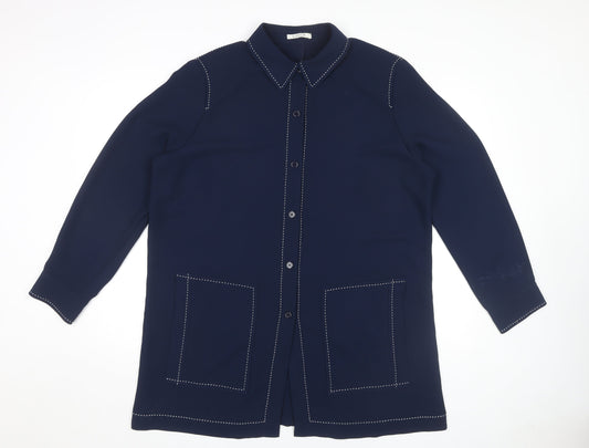 PLATINUM Women's Blue Button-Up Shirt Size 18