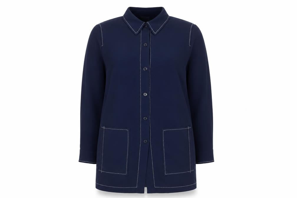 Womens UK Size 18 Platinum Blue Basic Button-Up