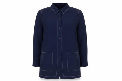 Womens UK Size 18 Platinum Blue Basic Button-Up