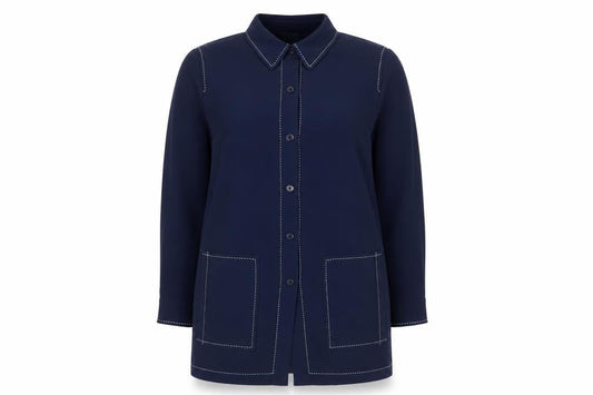 Womens UK Size 18 Platinum Blue Basic Button-Up