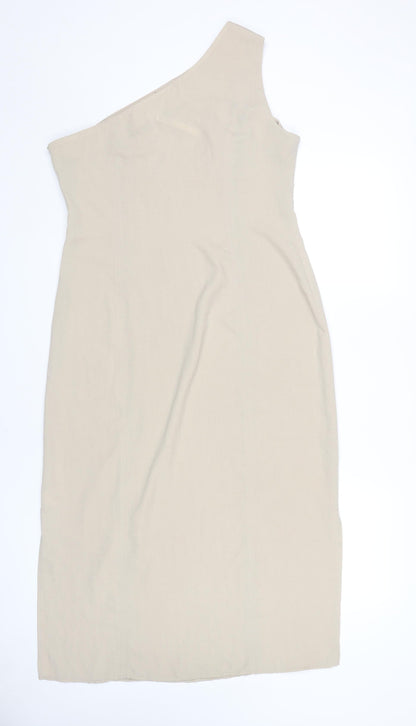 ASOS Women's Beige One Shoulder Dress Size 14
