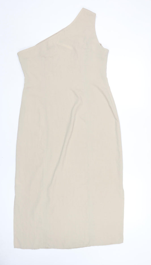 ASOS Women's Beige One Shoulder Dress Size 14