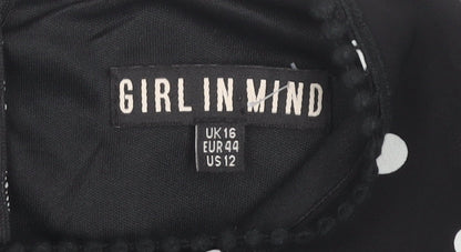 Girl In Mind Women's Black Polka Dot Belted Playsuit Size 16