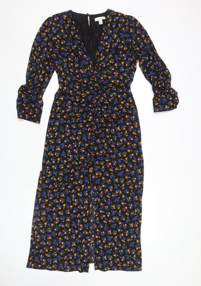 Topshop Women's Multicoloured Floral Midi Wrap Dress