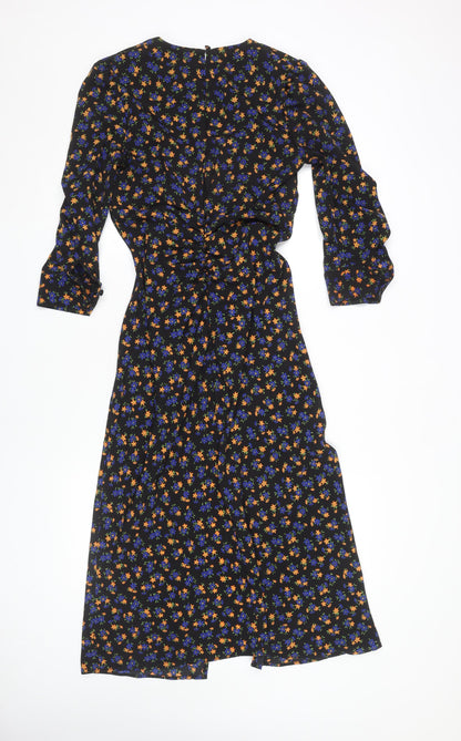 Topshop Women's Multicoloured Floral Midi Wrap Dress