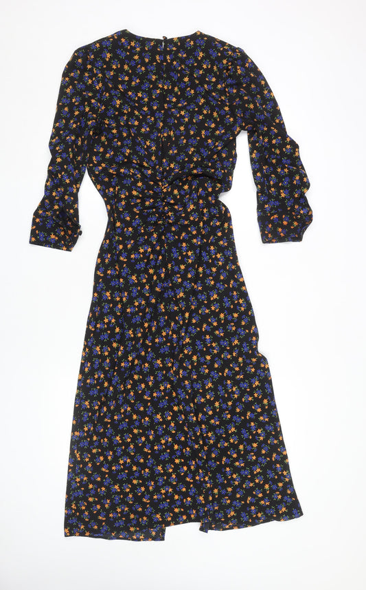 Topshop Women's Multicoloured Floral Midi Wrap Dress