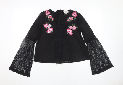 Womens UK Size 8 Miss Selfridge Black Tunic Blouse