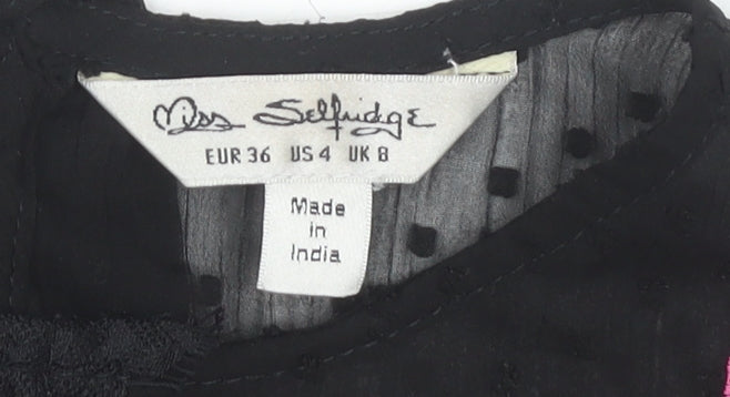 Womens UK Size 8 Miss Selfridge Black Tunic Blouse