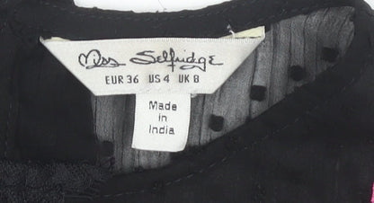 Womens UK Size 8 Miss Selfridge Black Tunic Blouse