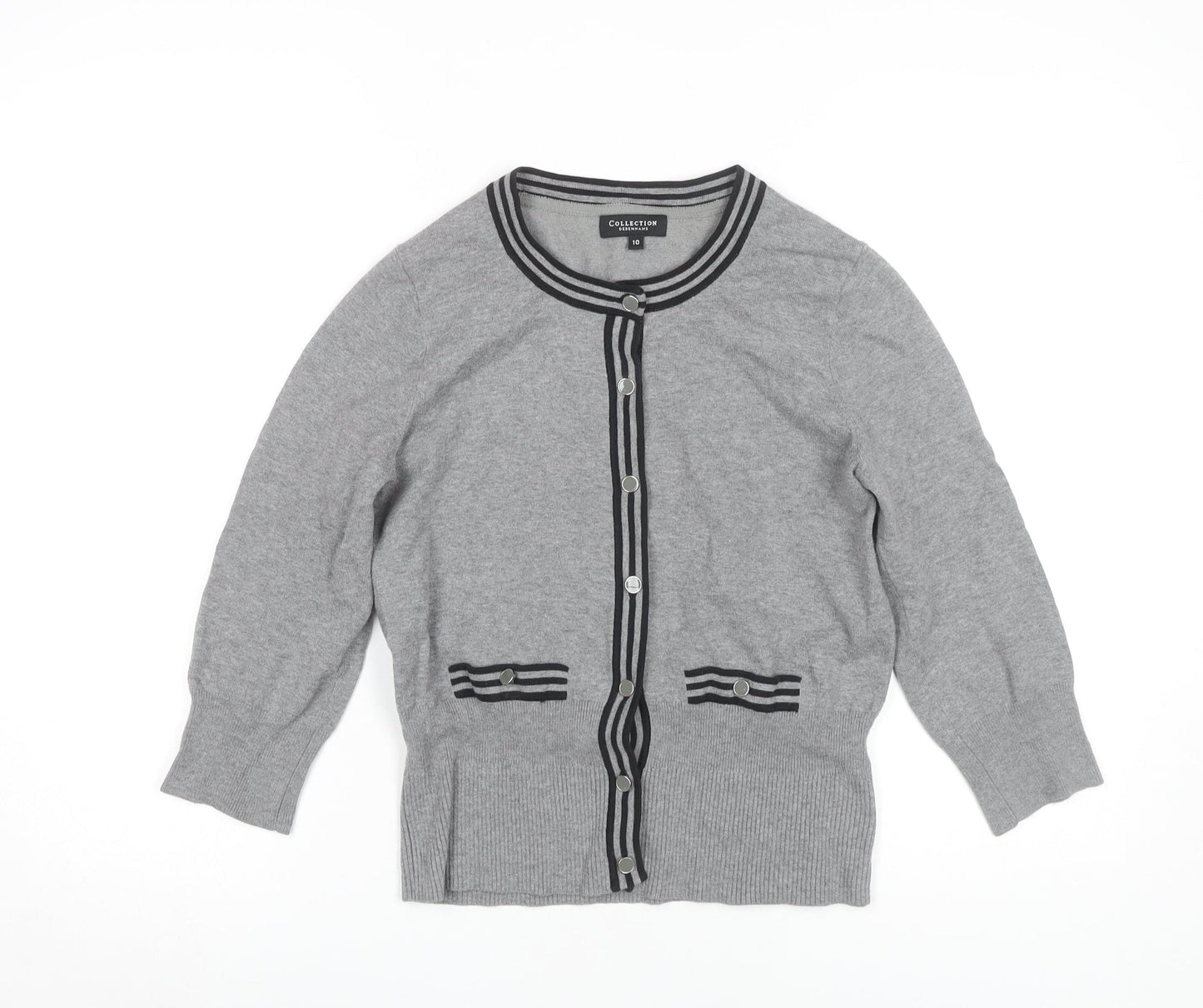 Womens UK Size 10 Debenhams Grey Cardigan Jumper