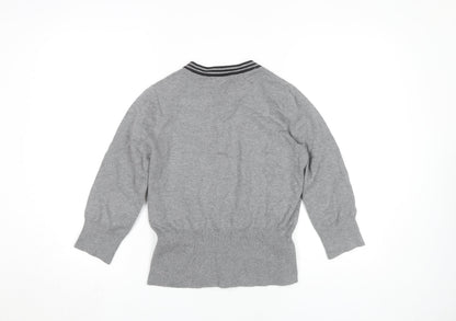 Womens UK Size 10 Debenhams Grey Cardigan Jumper