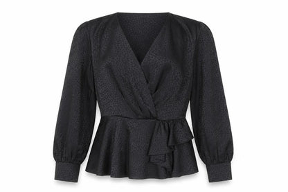 Womens UK Size 12 River Island Black Wrap Blouse