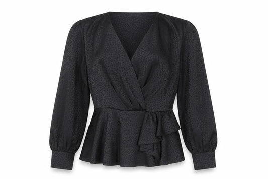 Womens UK Size 12 River Island Black Wrap Blouse