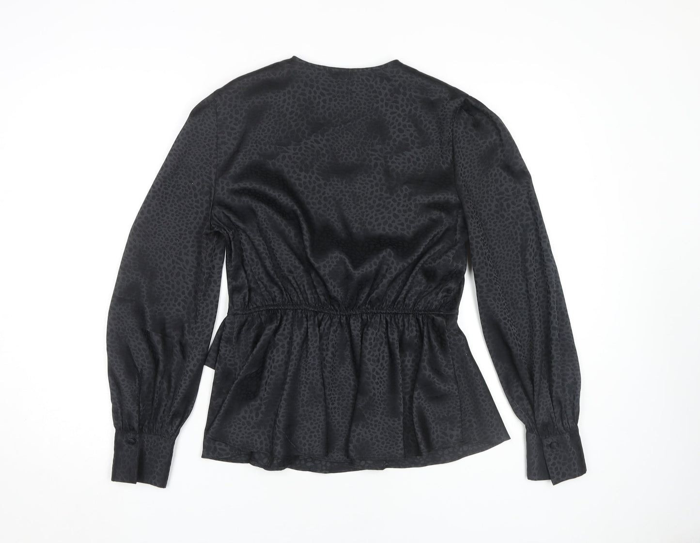Womens UK Size 12 River Island Black Wrap Blouse