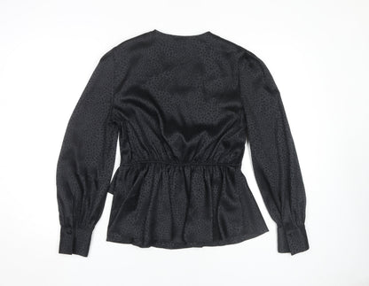 Womens UK Size 12 River Island Black Wrap Blouse