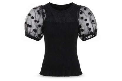 River Island Women's Black Puff Sleeve T-Shirt, Size 8
