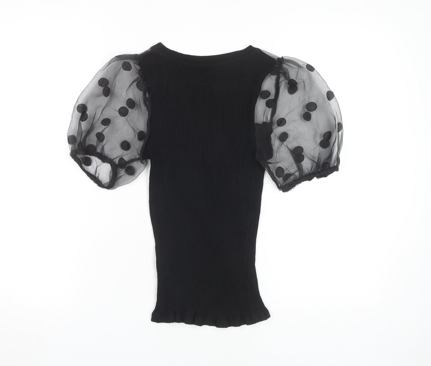 River Island Women's Black Puff Sleeve T-Shirt, Size 8