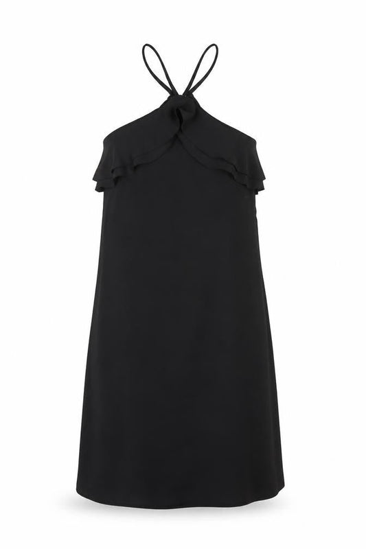 Front view of Miss Selfridge Women's Black Halter Dress, size 8