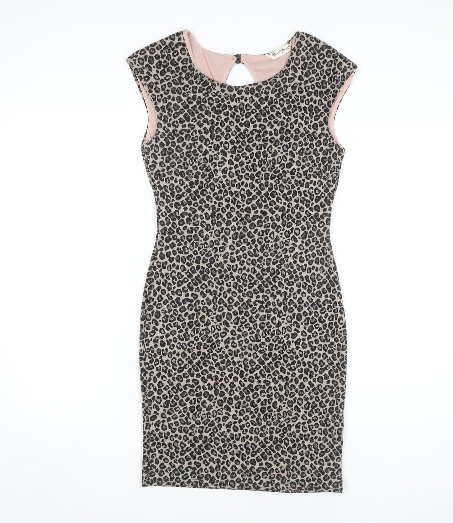 Miss Selfridge Women’s Beige Leopard Bodycon Dress Size 8