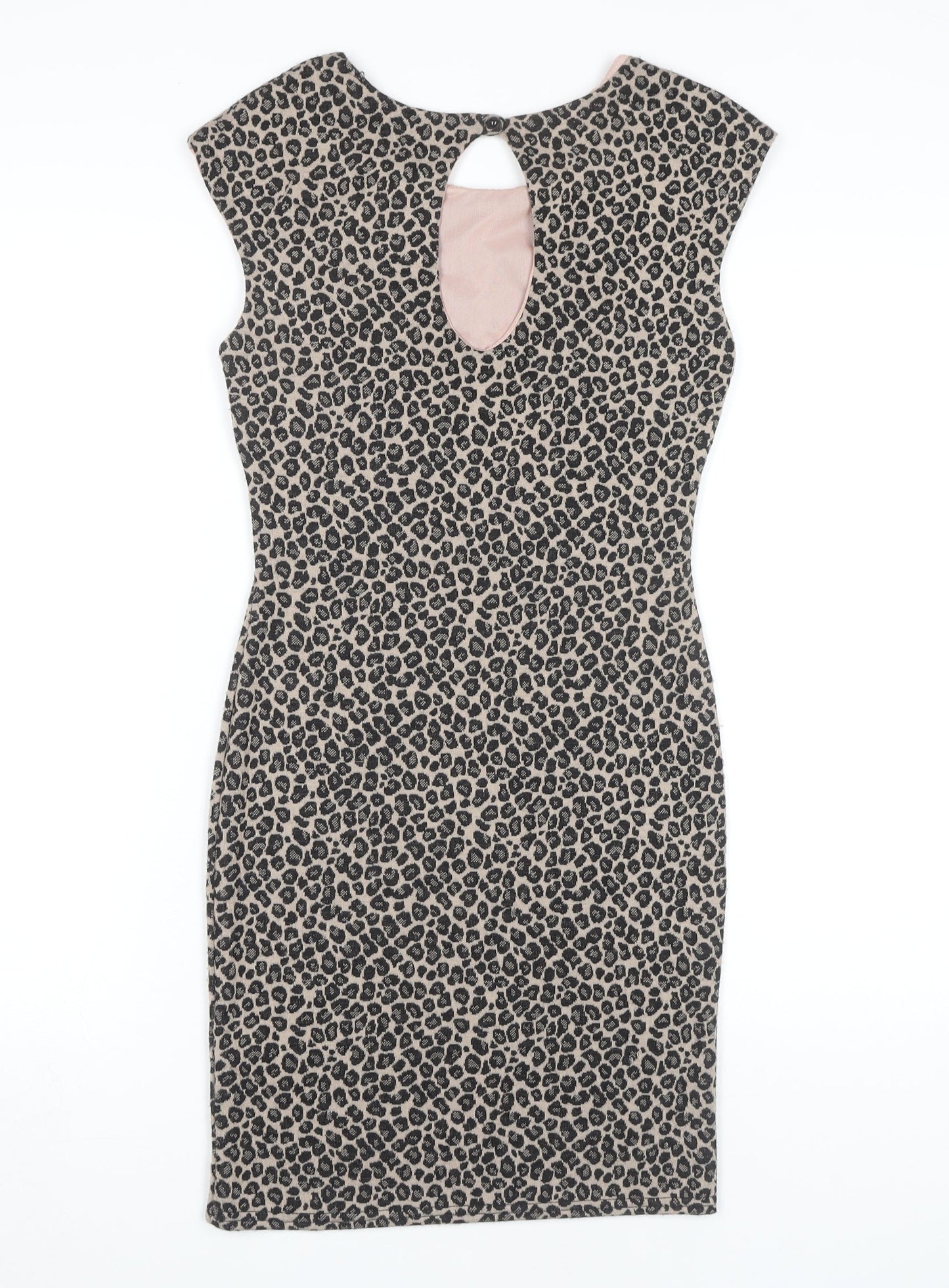 Miss Selfridge Women’s Beige Leopard Bodycon Dress Size 8
