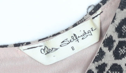 Miss Selfridge Women’s Beige Leopard Bodycon Dress Size 8