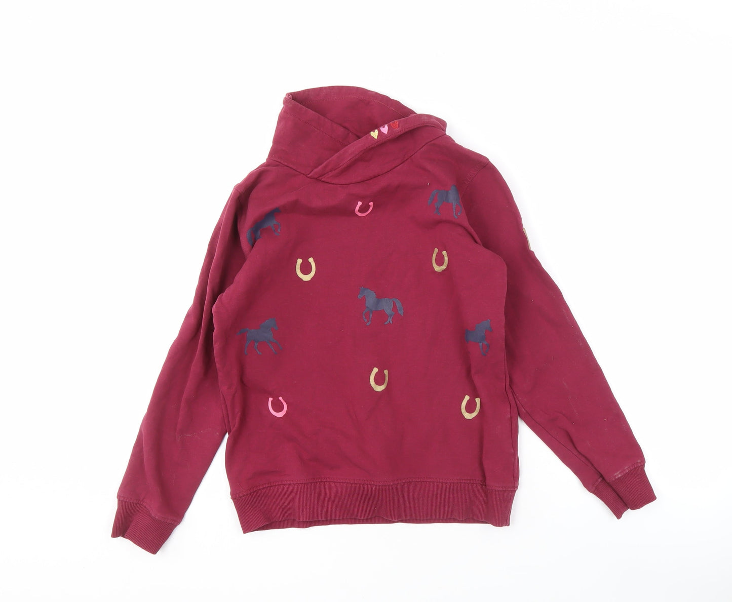 Funny Horses Girls Red Pullover Sweatshirt 10-11 Years