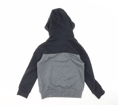 Under Armour Boys Black Grey Hoodie, Size S, Colourblock 1/2 Zip
