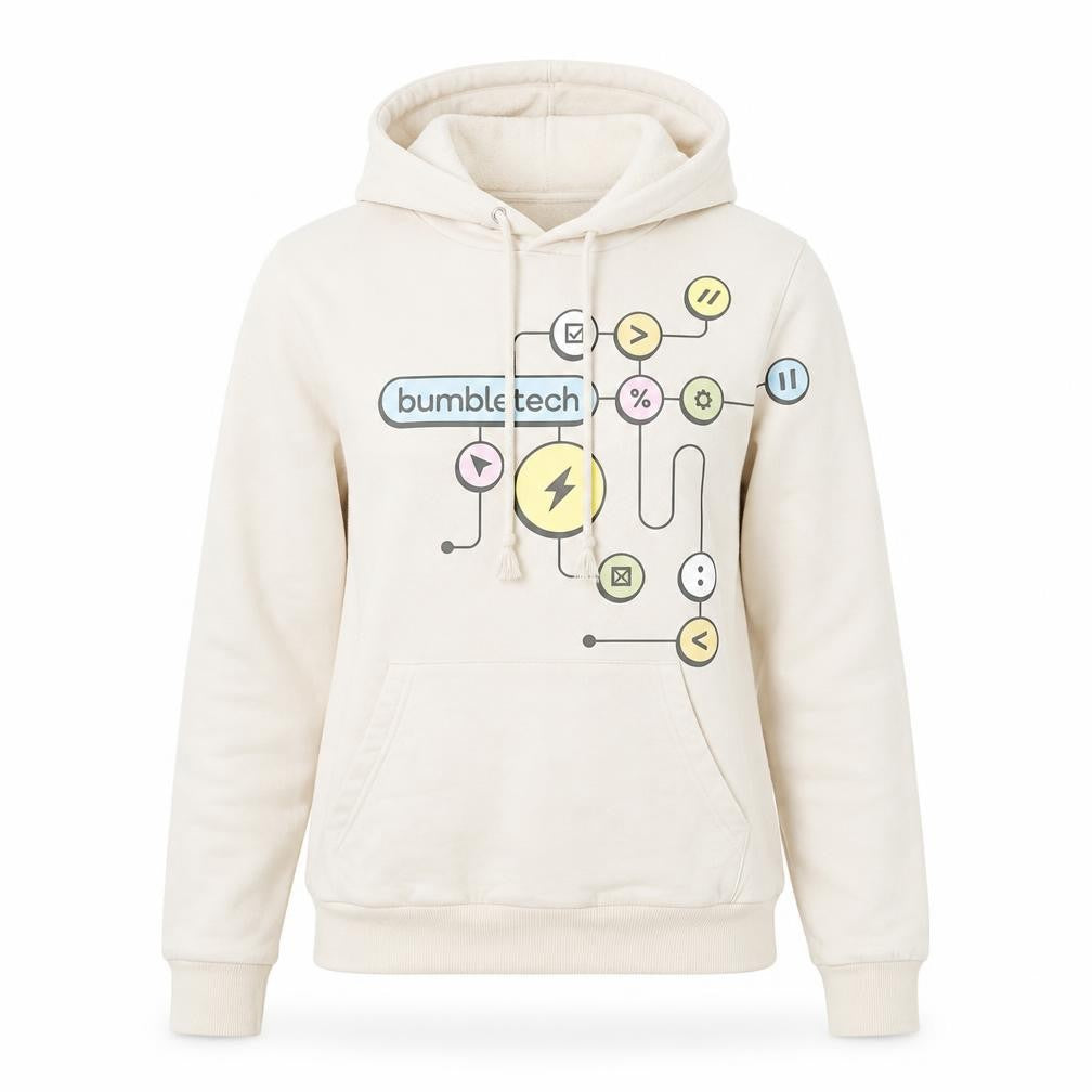 Front view of Bumble Beige unisex adults hoodie, size S, lightweight