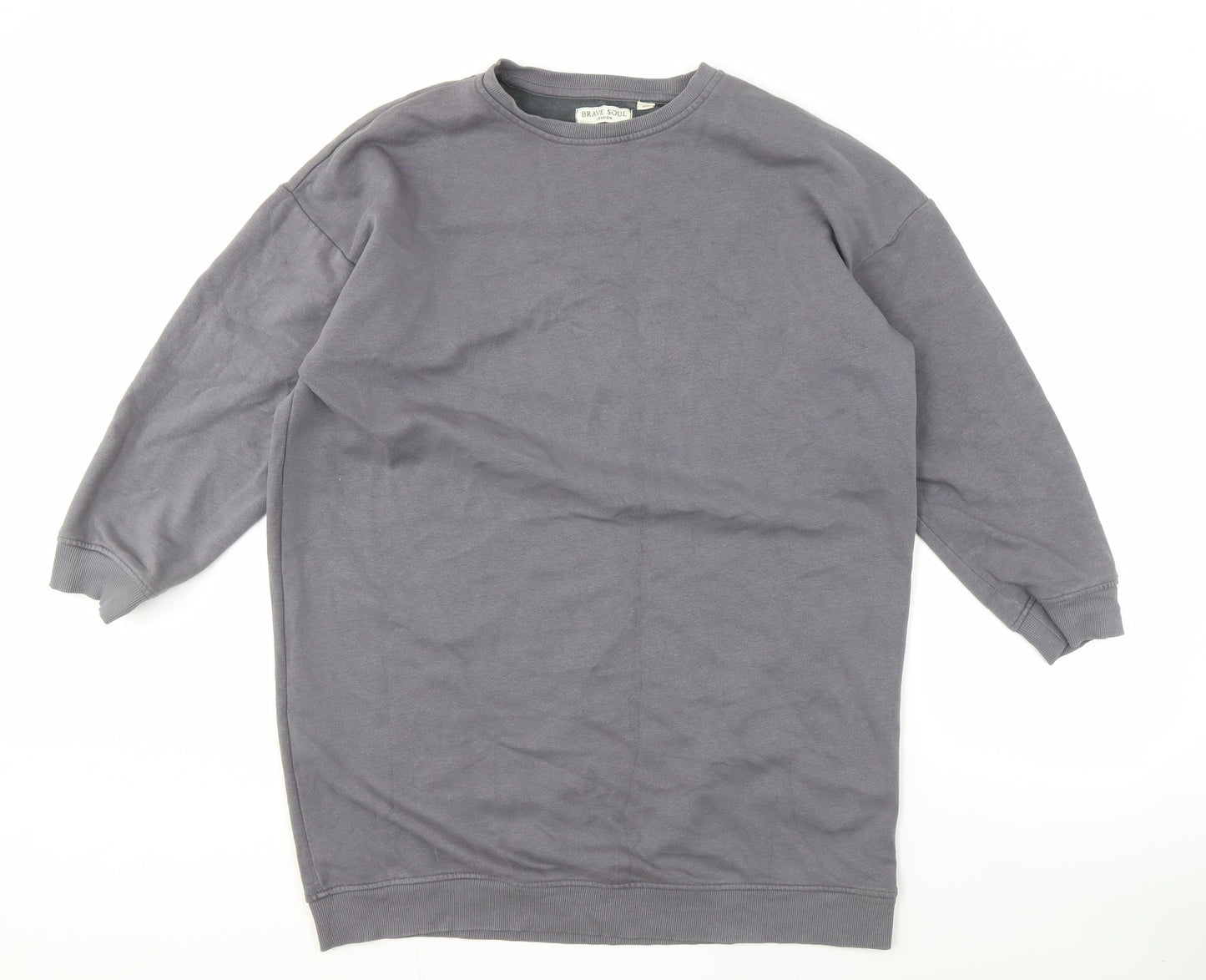 Mens UK Size XS Brave Soul Grey Pullover Sweatshirt