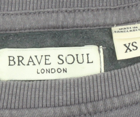Mens UK Size XS Brave Soul Grey Pullover Sweatshirt