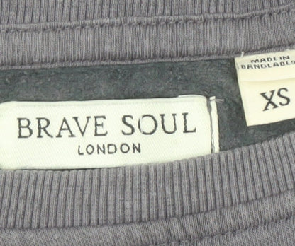 Mens UK Size XS Brave Soul Grey Pullover Sweatshirt