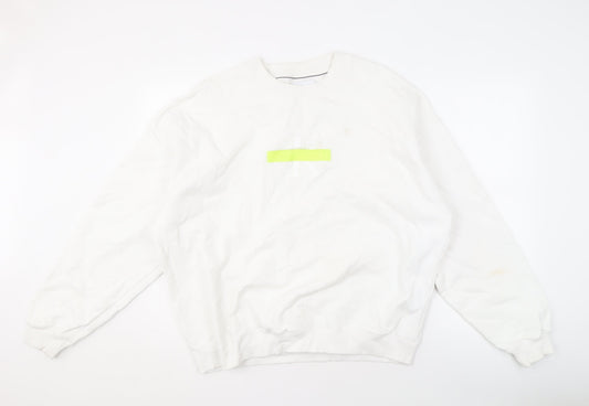 Mens UK Size L Calvin Klein Jeans White Pullover Sweatshirt
