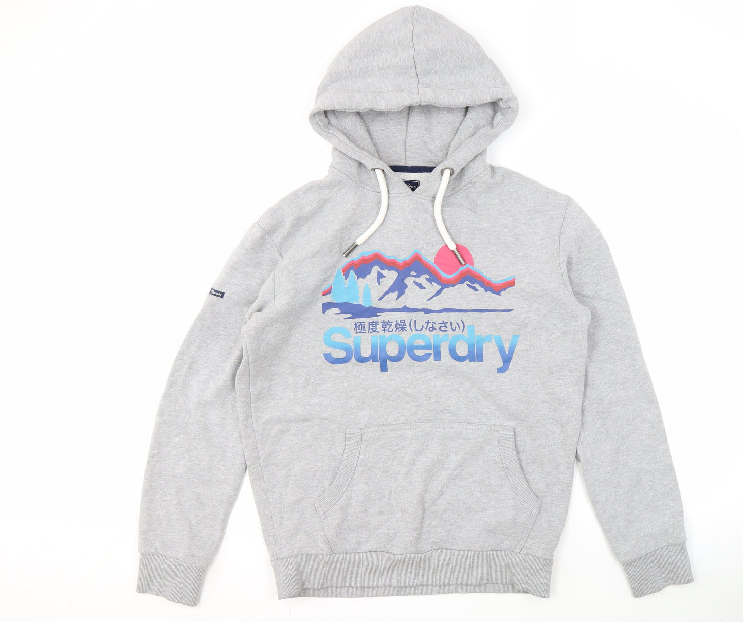 Superdry Men's Grey Hoodie S Pullover Logo Graphic