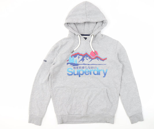 Superdry Men's Grey Hoodie S Pullover Logo Graphic