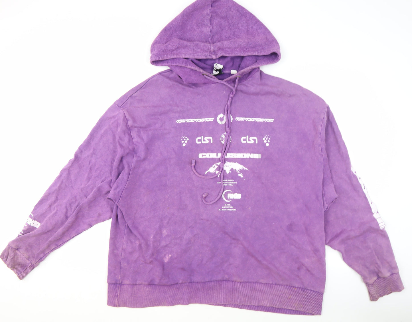 Unisex Adults UK Size M COLLUSION Purple Pullover Hoodie