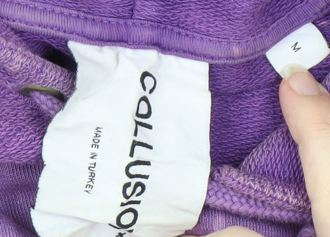 Unisex Adults UK Size M COLLUSION Purple Pullover Hoodie