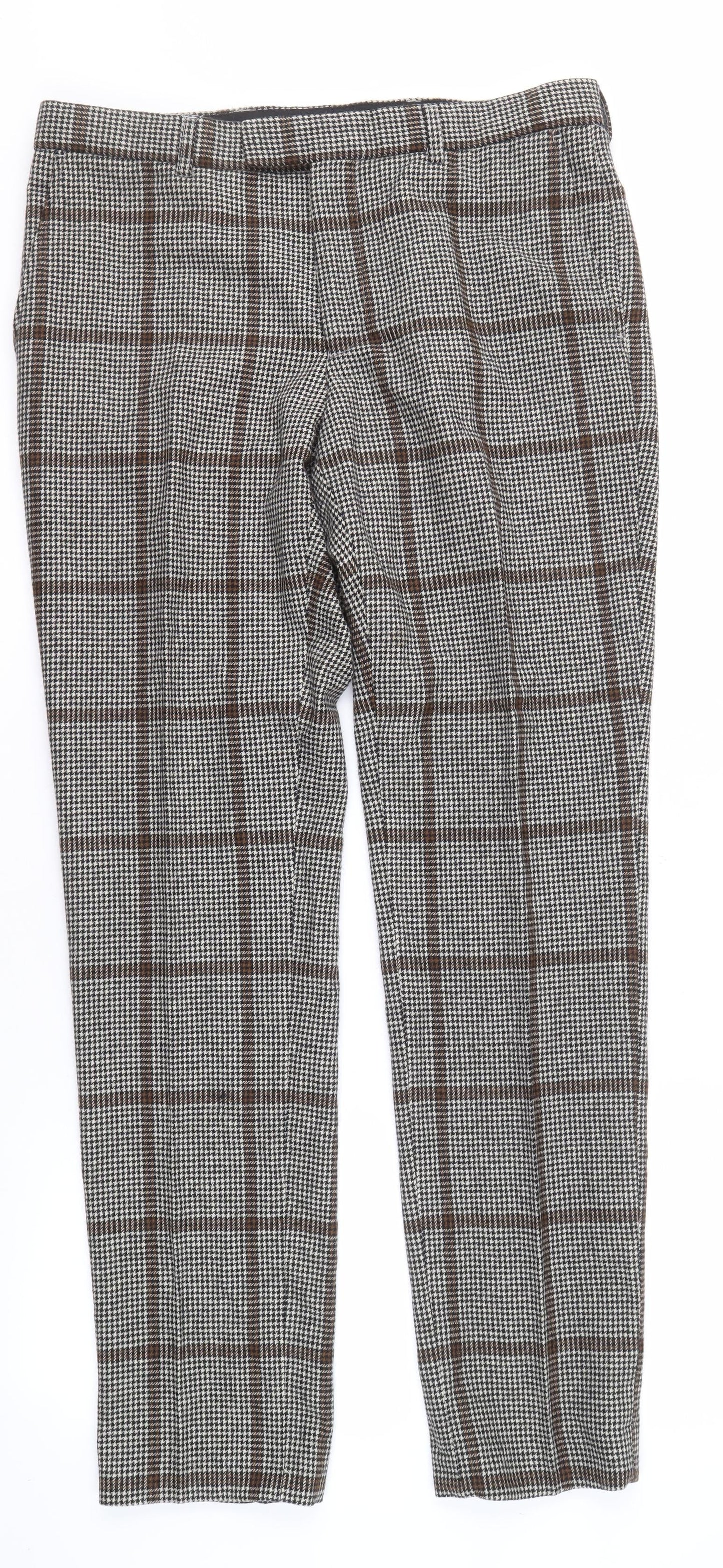 Moss London Men's Multicoloured Plaid Trousers, Size 34