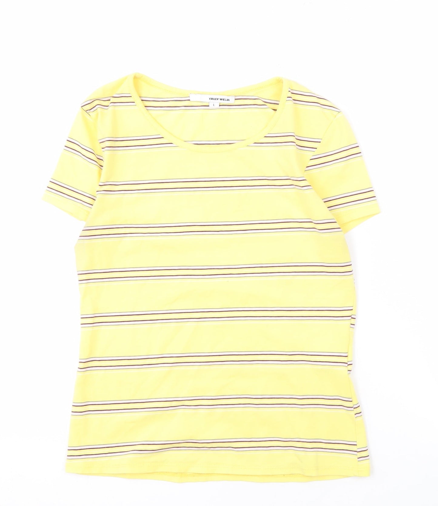 Womens UK Size L TALLY WEiJL Yellow Basic T-Shirt