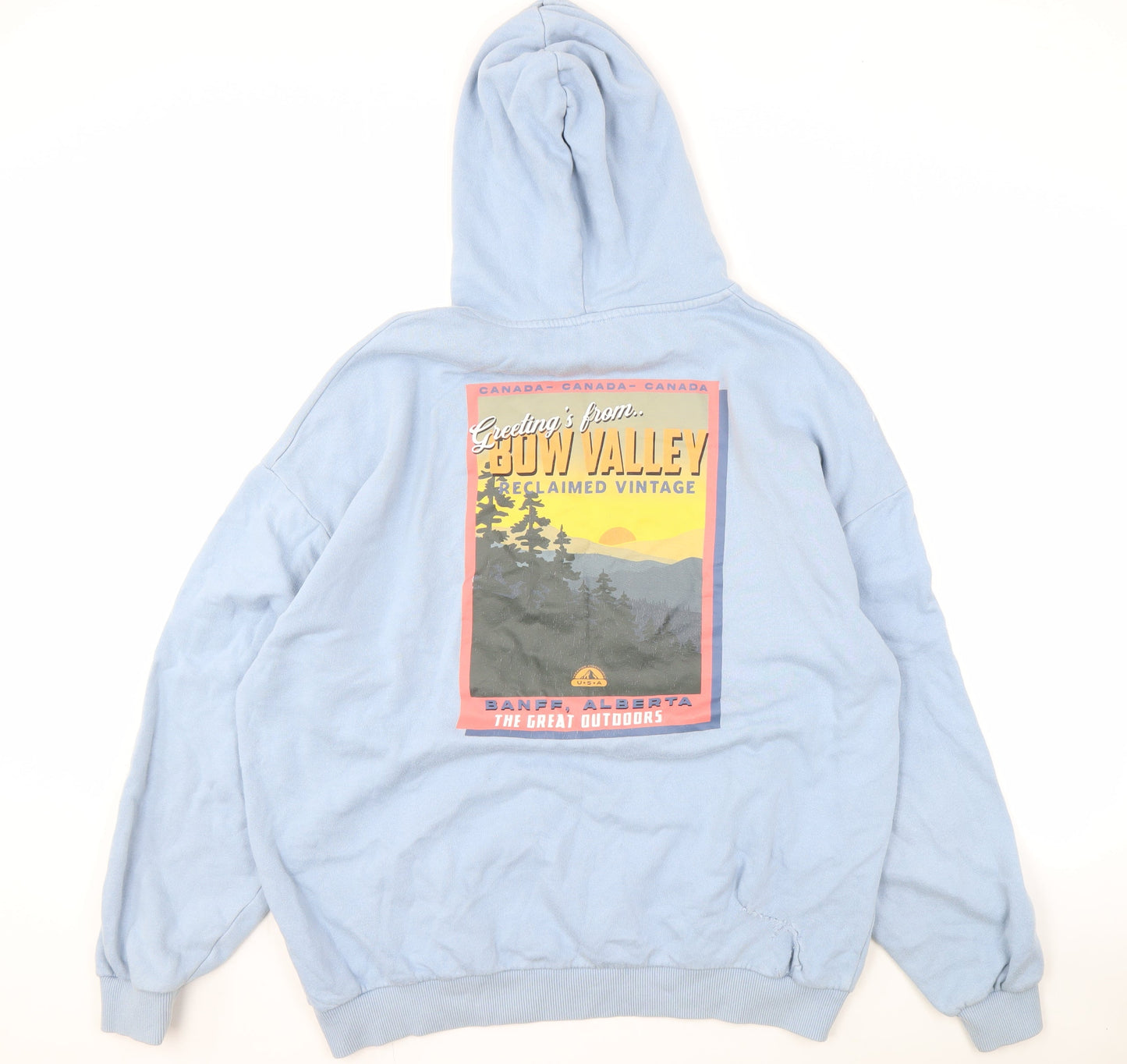 Unisex Adults UK Size L Reclaimed Vintage Blue Pullover Hoodie