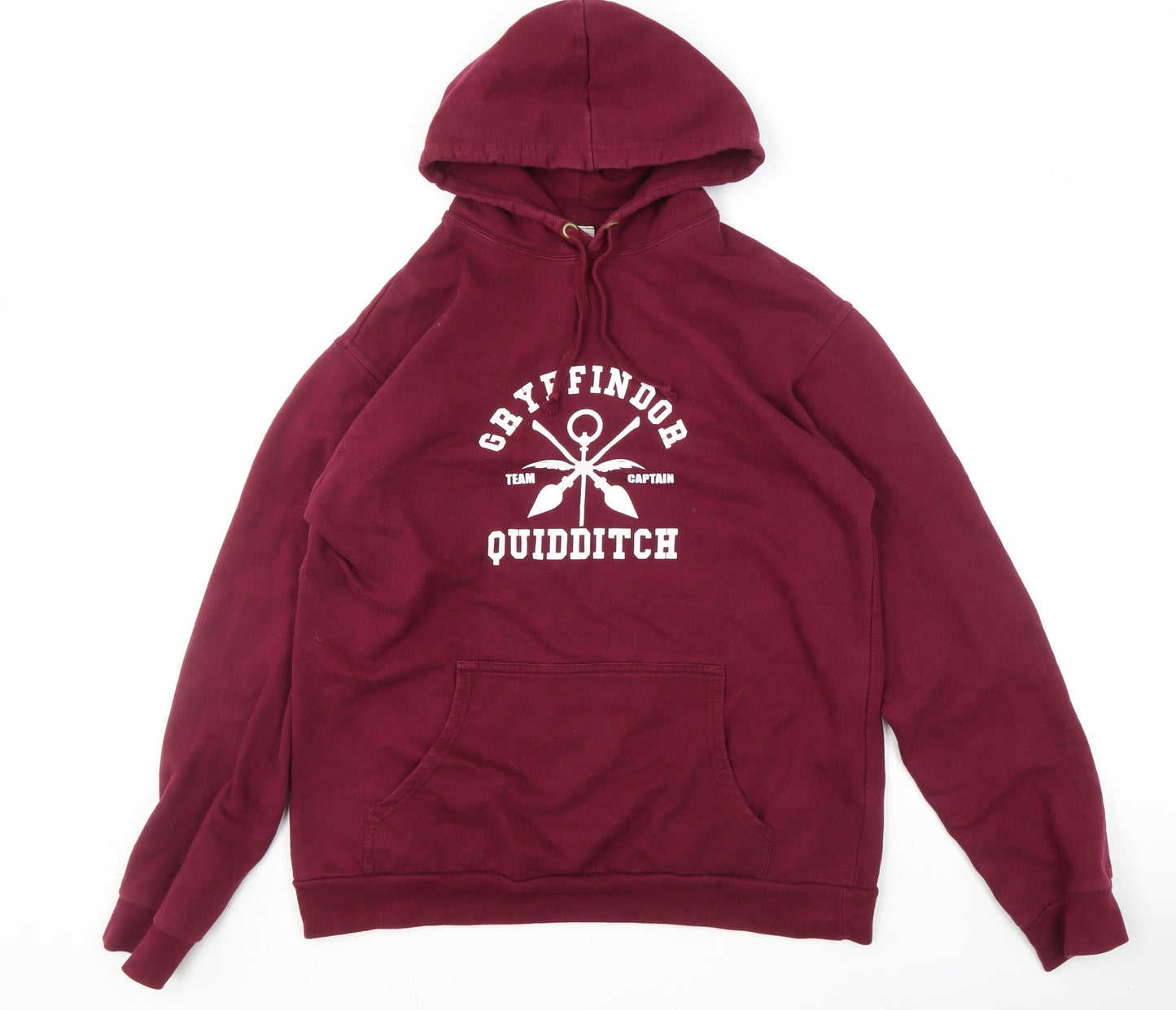 Mens UK Size L Stars & Stripes Maroon Pullover Hoodie