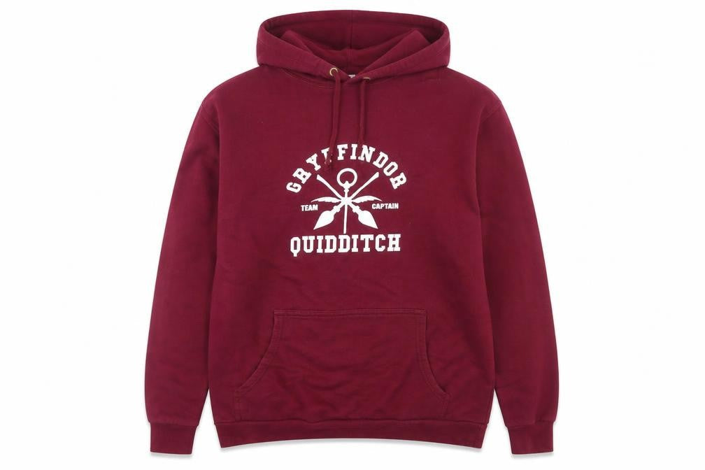 Mens UK Size L Stars & Stripes Maroon Pullover Hoodie