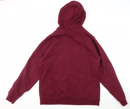 Mens UK Size L Stars & Stripes Maroon Pullover Hoodie